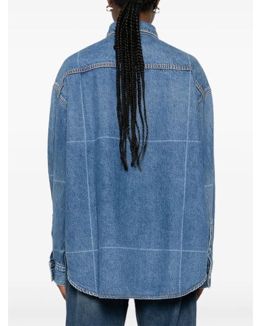 Alexander Wang Blue Grid-Pattern Denim Shirt