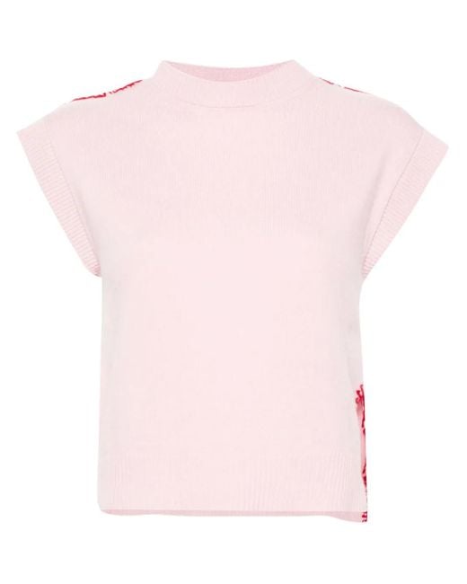 Marni Pink Embroidered-Logo Knitted Vest