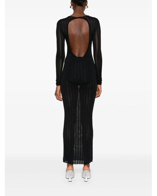 Robe Longue En Coton À Logo Brodé The Attico en coloris Black