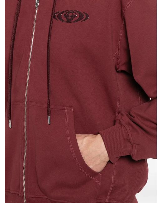 Casablanca Red Logo-Patch Zip Hoodie for men
