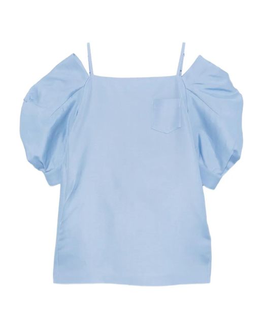Sacai Blue Doppelreihiges Kleid mit Puffärmeln