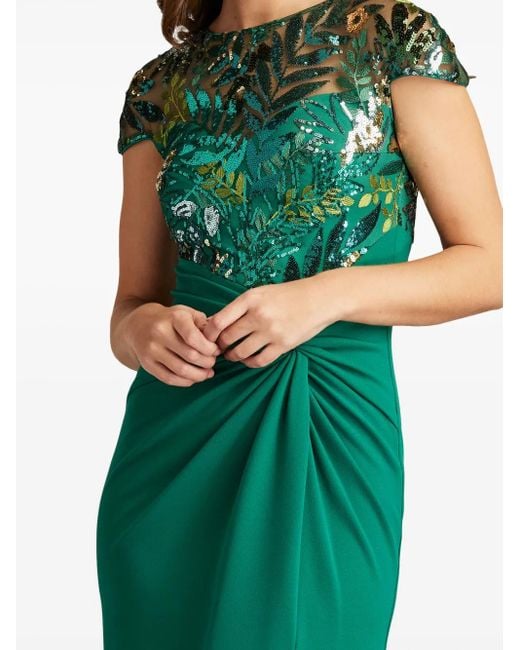 Tadashi Shoji Green Draped Gown