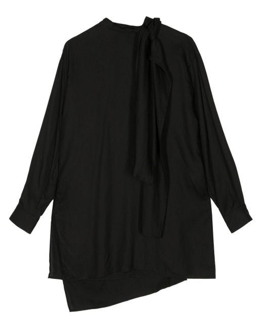 Y's Yohji Yamamoto Black Asymmetrische Bluse mit Drapierung
