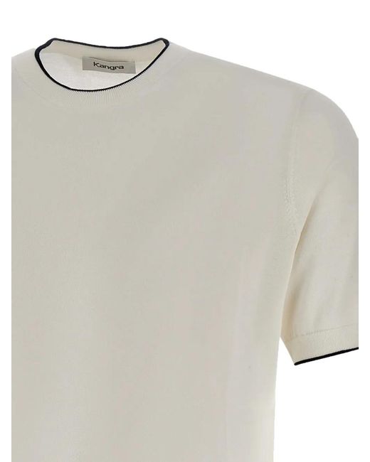 Kangra White Pull En Coton À Design Côtelé for men