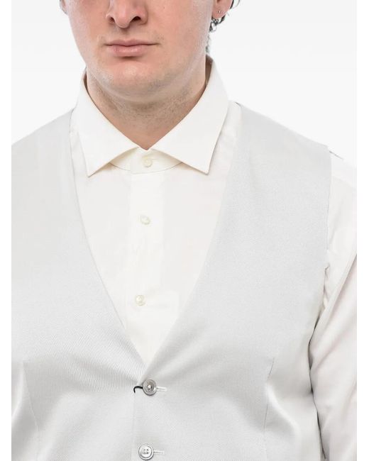 Corneliani White Single-Breasted Martingale Waistcoat for men