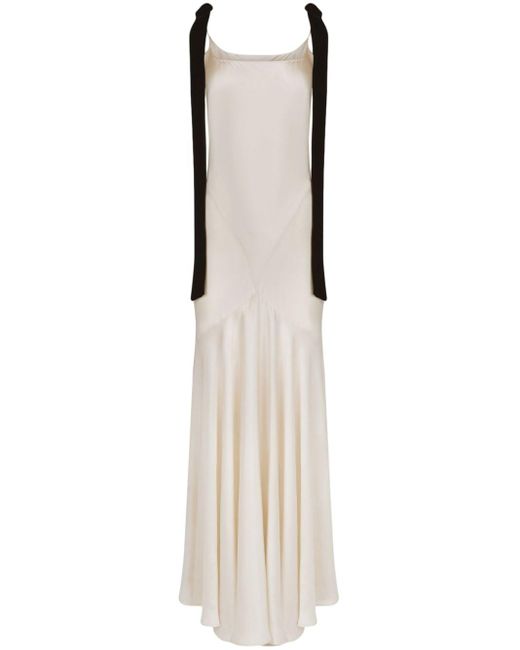Nina Ricci White Bow-detail Satin Gown