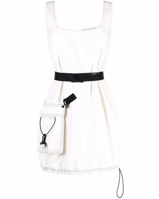 Stella McCartney White Sleeveless Belted Dress
