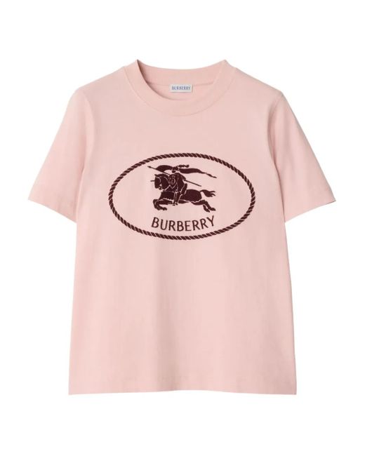 Burberry Pink Knight Stamp Cotton T-Shirt