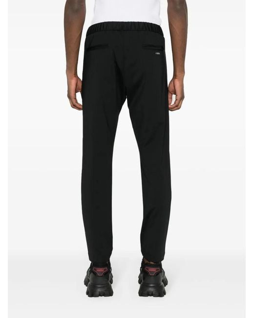 Herno Black Pleated Tapered Trousers for men