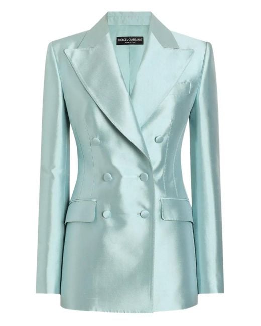 Dolce & Gabbana Blue Doppelreihiger Blazer aus Satin