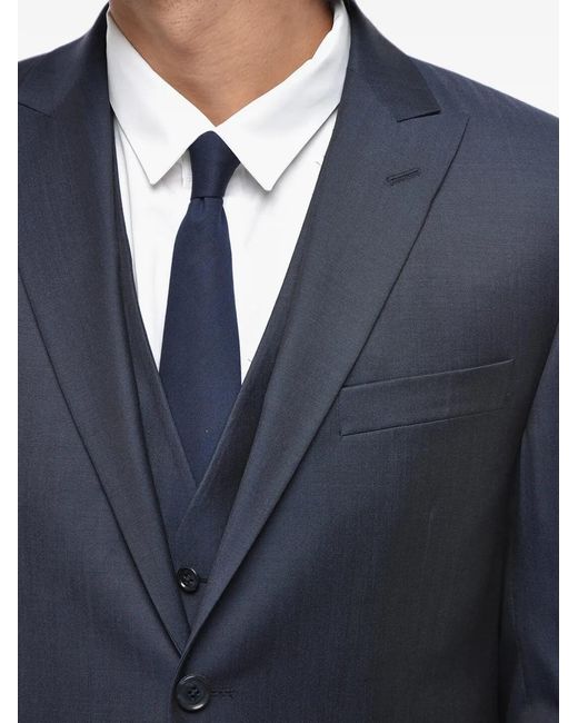 Corneliani Blue Peak-Lapel Virgin Wool Suit for men
