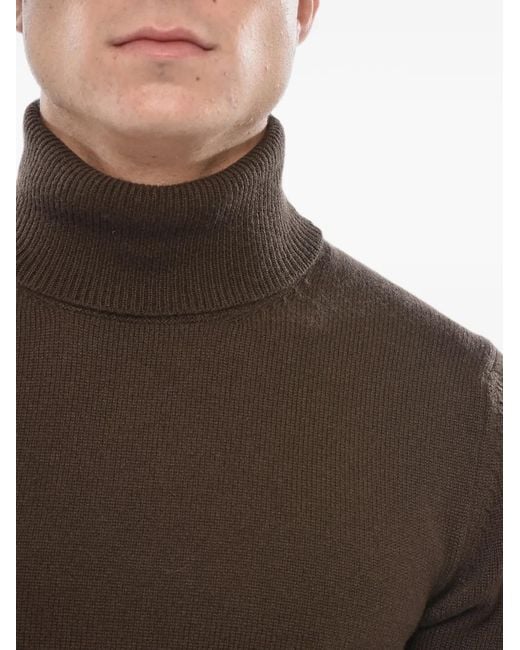 Malo Brown Turtleneck Cashmere Sweater for men