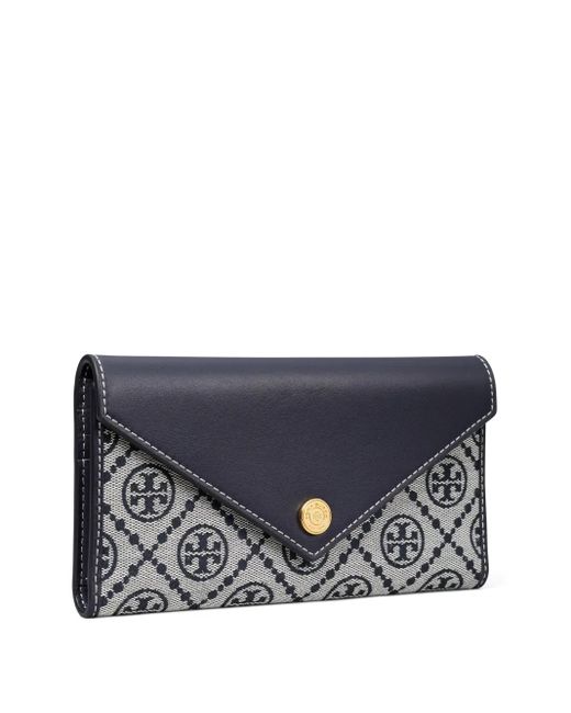 Tory Burch Gray T Monogram Wide Envelope Wallet