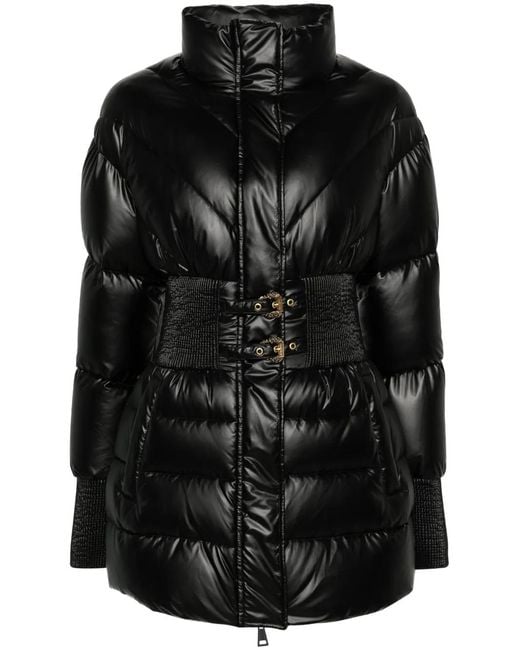 Versace Jeans Couture Black Baroque-Buckle Padded Jacket