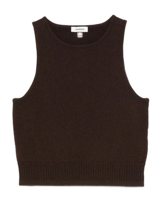 Top con cuello redondo Sandro de color Brown