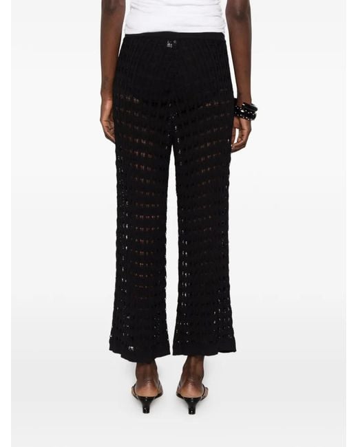 ELOU Black Pantalon Fleur En Crochet À Lien De Resserrage