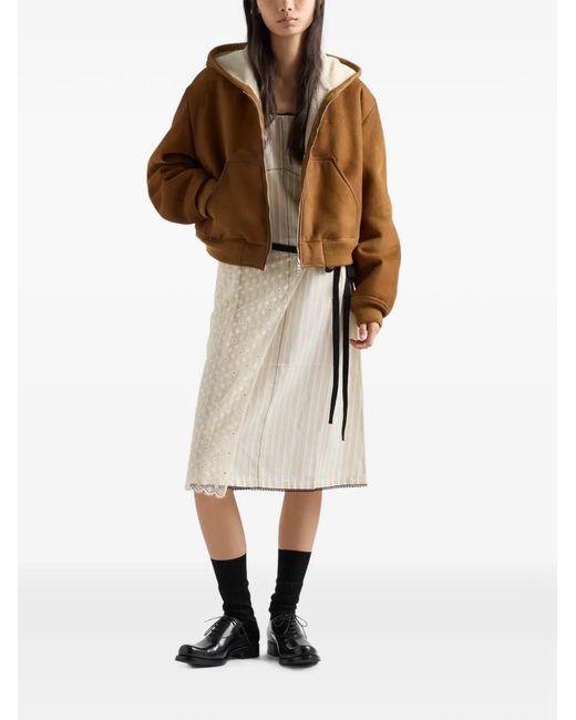 Prada Brown Hooded Shearling Jacket