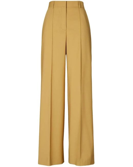 Tory Burch Yellow Wide-Leg Wool Trousers
