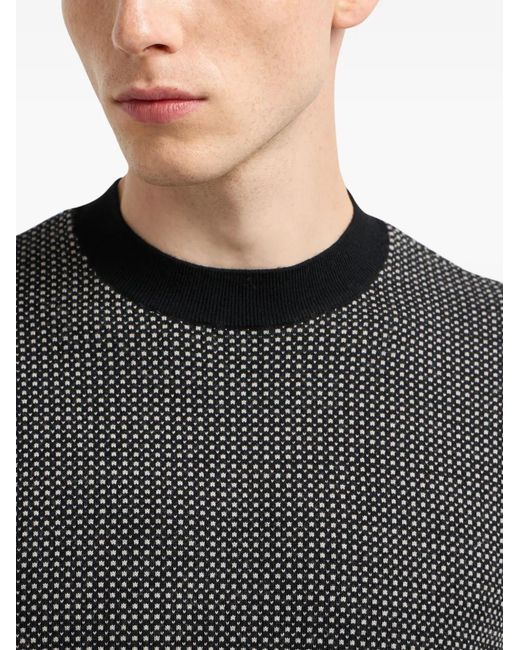 Emporio Armani Gray Short-Sleeve Patterned Pullover for men