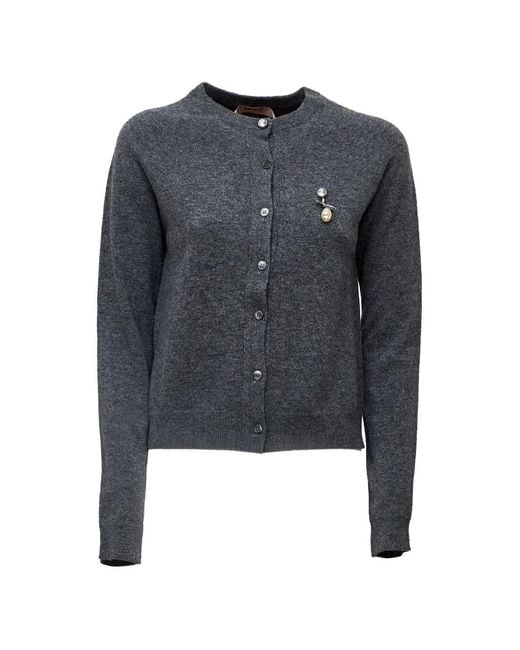 N°21 Blue Embellished Wool Cardigan