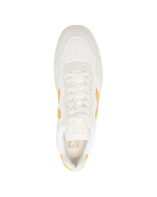 Veja White V-90 Logo-Detail Sneakers