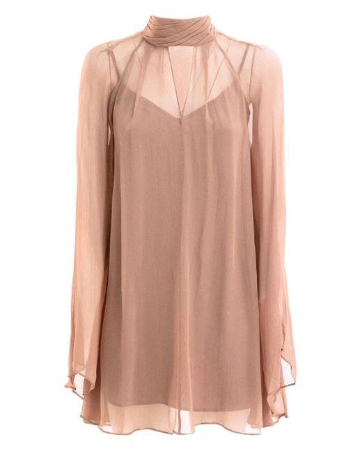 Staud Pink Robe Courte À Col Montant