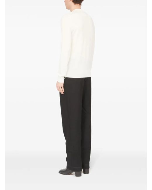 Maison Margiela White Ribbed-Edge Wool Sweater for men