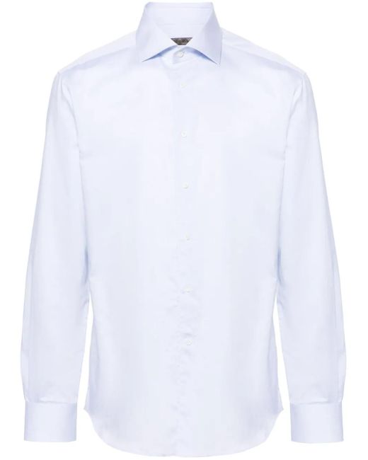 Corneliani White Pointed-Collar Cotton Shirt for men