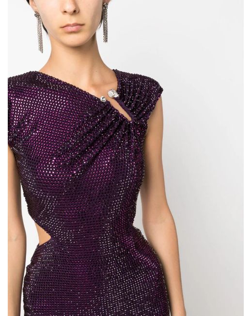 Philipp Plein Purple Crystal-Embellished Minidress