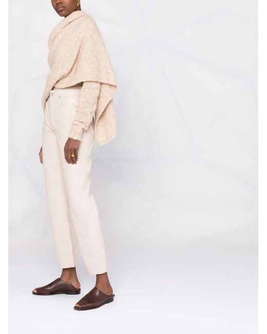 Nanushka Natural Faux-Leather Straight Leg Trousers