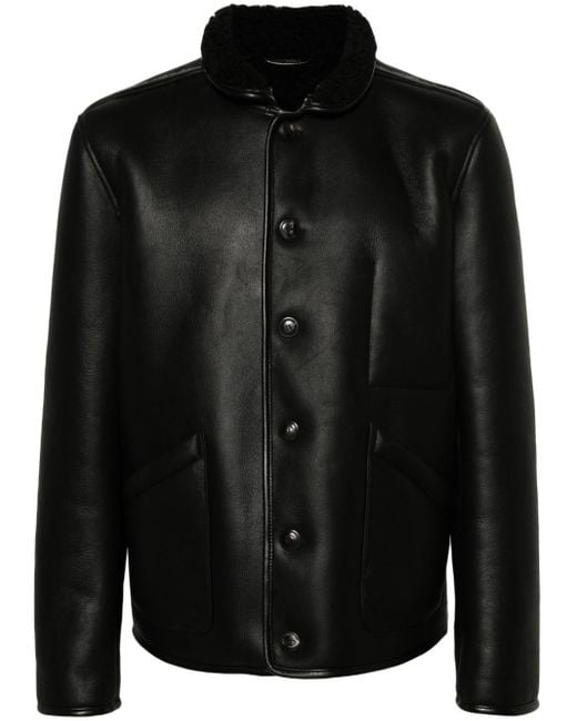 YMC Black Brainticket Leather Jacket for men