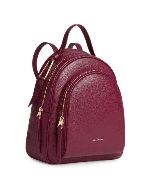 Coccinelle Red Malory Grained-Leather Backpack
