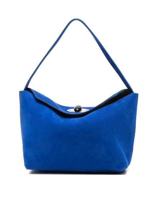 Christopher Esber Blue Mini Turn-Lock Suede Tote Bag