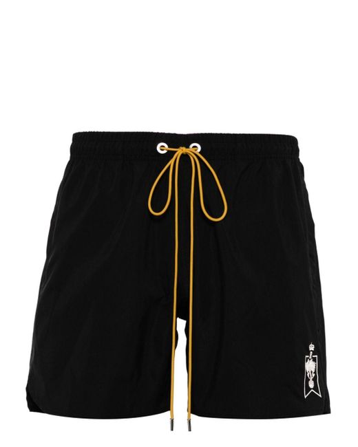 Rhude Black Logo-embroidered Swim Shorts for men