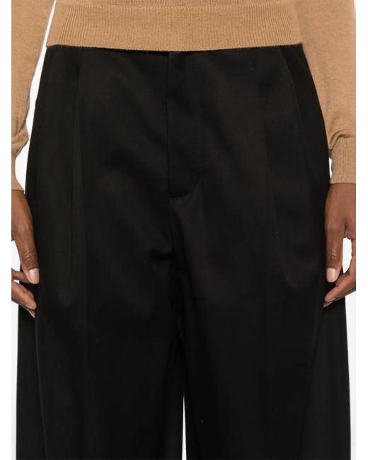 Loewe Black Pleated Cotton-Silk Gabardine Trousers