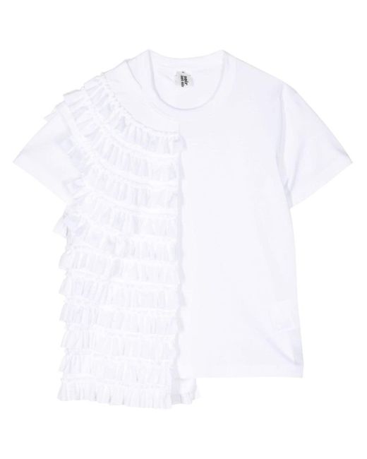 Ruffled-layer cotton T-shirt Noir Kei Ninomiya en coloris White