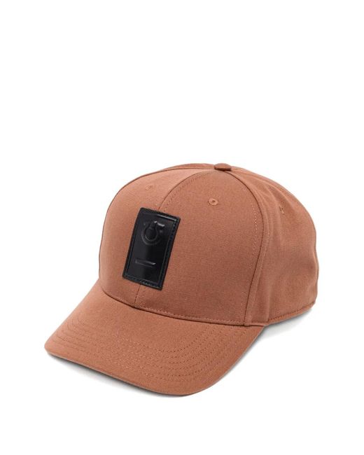 Ferragamo Brown Logo-Embroidery Cap for men