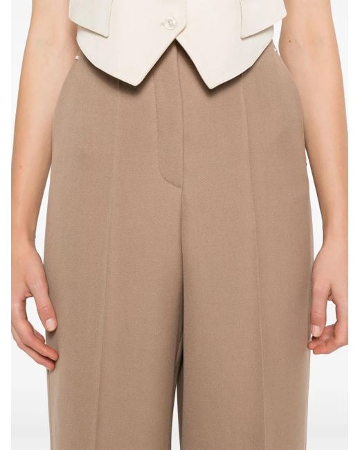 Fendi Natural Grain-De-Poudre Wool Trousers