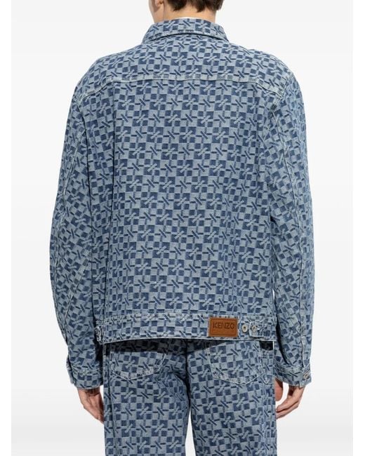 KENZO Blue Monogram-Print Jacket for men