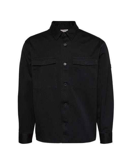 Calvin Klein Black Logo-Embroidered Pocket-Detail Overshirt for men