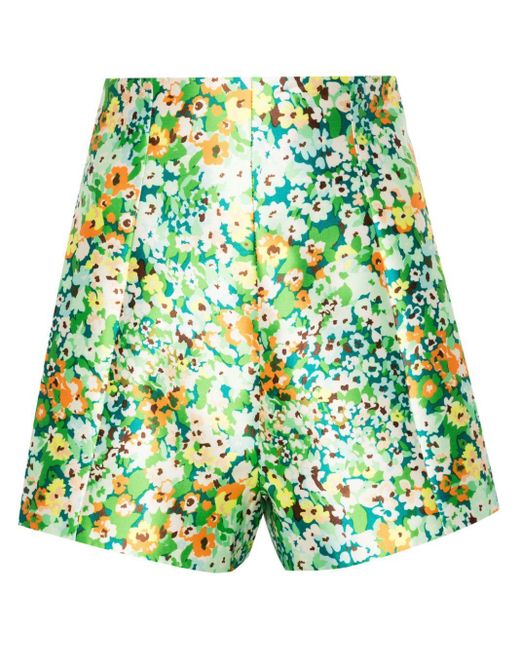 ALÉMAIS Green Francis Floral-print Shorts