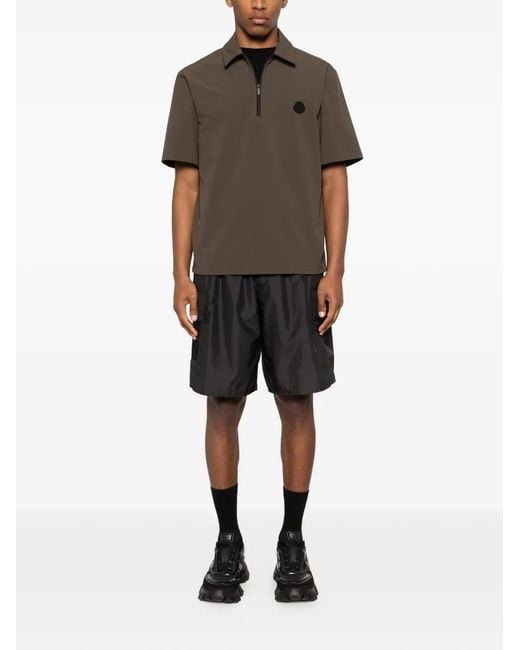 Moncler Black Logo-Patch Cargo Shorts for men