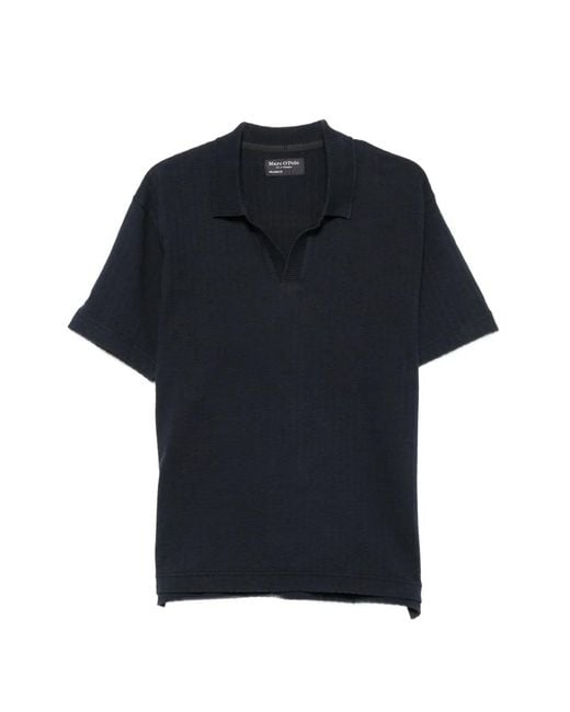 Marc O' Polo Blue T-Shirt Côtelé À Col Ouvert for men