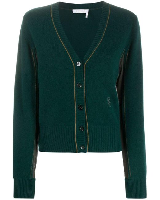 green v neck cardigan
