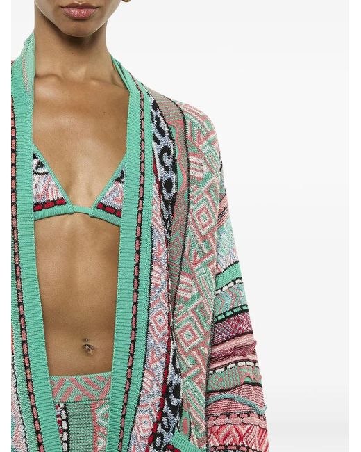 Laneus Blue Open-Front Patterned Cardigan