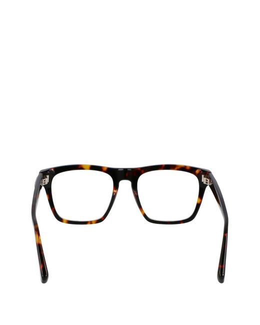 Ferragamo Eyewear Black Tortoiseshell-Effect Square-Frame Glasses for men