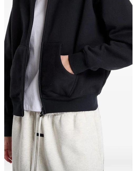 Fear Of God Black Logo-Embossed Zip-Up Hoodie