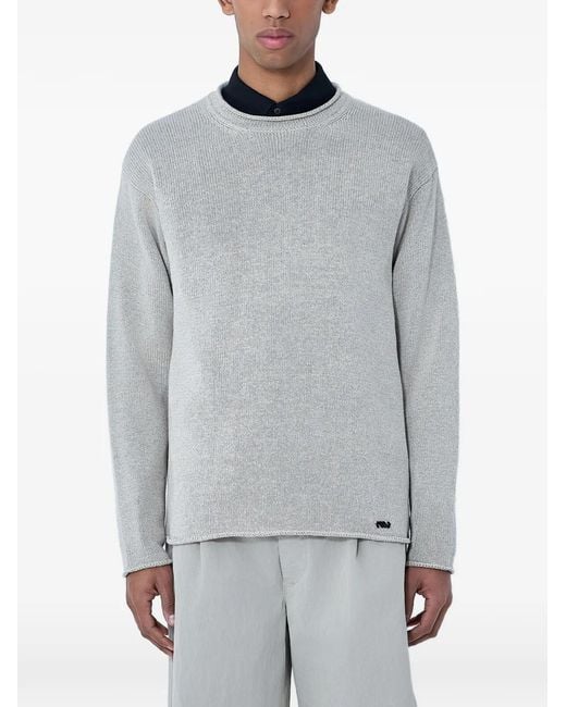 Massimo Osti Studio Gray Ribbed Crew-Neck Sweater for men