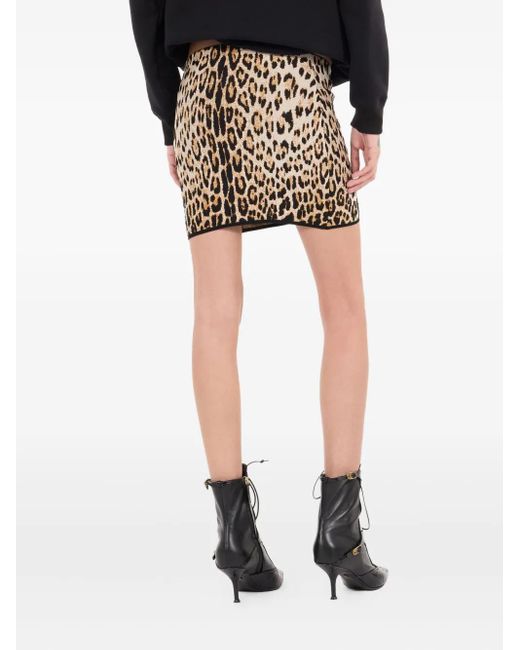 Roberto Cavalli Black Jaguar-Print Skirt