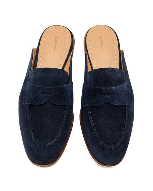 Magnanni Shoes Blue Suede Mules
